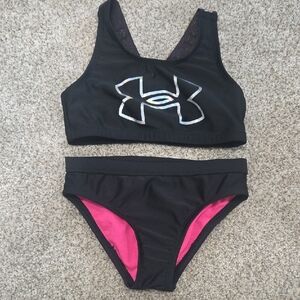 Under Armour Black and Pink Bikini Sporty Swimwear
